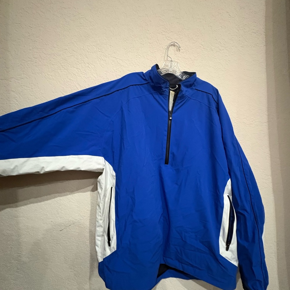 Blue and White Windbreaker